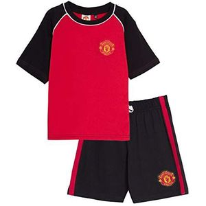 Manchester United FC Korte Pyjama's voor jongens Premiership Football Club Kit Shortie PJ's Shorts + T-shirtset, Rood, 9-10 jaar
