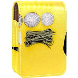 Draagbare Lipstick Case voor op reis, Mini Lipstick Opbergdoos met spiegel voor vrouwen dames, lederen cosmetische etui zwarte peper brightColor, Meerkleurig, 9.5x2x7 cm/3.7x0.8x2.7 in