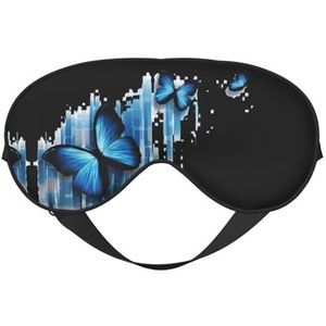 Blauw Buteerfly slaapmasker, oogmasker om te slapen, volledig verstelbare oogbeschermers voor vrouwen/mannen