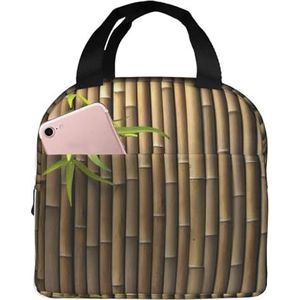 Lente Bamboe Print Lichtgewicht Herbruikbare Geïsoleerde Lunch Tas Warmte Houden Reizen Lunch Tote Bag voor Werk