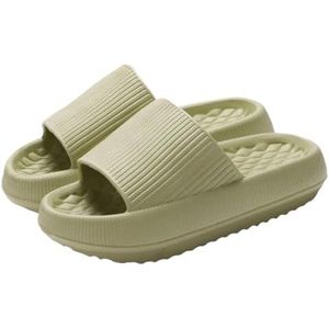 Jhsm-danielfan Set van 2 dikke pantoffels voor dames met plateauzool en wolk - EVA-zachte zool kussentjes voor zomer, strand en thuis, antislip badslippers, Groen, 40 EU