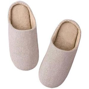 YONGHONGKEJI Dames Pantoffel Dames Binnen Wasbare Memory Foam Pantoffels Katoen Gevoerde Huisschoenen Binnen met Mute Anti Slip Zool Instap Huisschoenen voor Vrouwen Meisjes Vriendin Beige 35 36