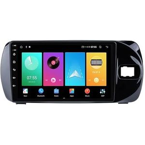 Dubbele DIN Android 14 autoradio voor Toyota Vitz 3 XP130 2016-2020 9 Duim QLED Touch screen-met Draadloze Carplay Android Auto GPS navigatie 4G WiFi Stuurwielbediening achteruitrijcamera(P3 WIFI 4-Co