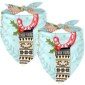 2 Pack Hond Bandana Meisje Jongen Huisdier Slabbetjes Hond Sjaal Hoofddoek Wasbare Bandana's Accessoires voor Kleine Middelgrote Honden Puppy Cat, Kerst Sokken met Geschenken