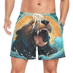 Cool Sea Lion Animal Zwembroek voor heren, sneldrogend, met zakken, Leuke mode, M