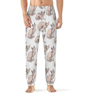 Sphynx Katten heren slaap pyjama lounge broek rechte pasvorm slaap bodems zachte lange pyjama broek nachtkleding