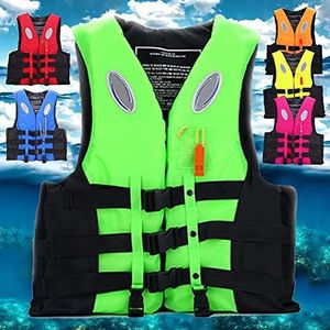 APLUSZ Volwassen Kinderen Reddingsvest Vest Kinderen Drijfvermogen Surfen Vest Safty Outdoor Vissen Reddingsvesten Met Verstelbare Gesp Duiken Water Sport (Color : Green, Size : M)