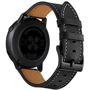 YONO Leer Bandje 20mm - Luxe Leren Horlogeband geschikt voor Samsung Galaxy Watch 5 / Pro / 4/3 / Active 2 - Garmin Approach/Forerunner/Venu 2 Plus/SQ/Vivomove - Polar Ignite/Unite - Huawei - Zwart
