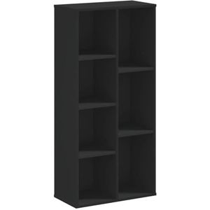 vidaXL Boekenkast 50x25x105 cm bewerkt hout zwart, boeken plank, boekenkast industrieel, open boekenkast, schappenkast, boekenkast zwart