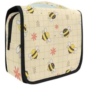 Hangende opvouwbare toilettas cartoon schattige honingbij make-up reisorganizer tassen tas voor vrouwen meisjes badkamer