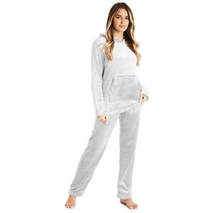 CityComfort Damespyjama, fleece pyjama met capuchon voor dames en tieners, pluizige loungewear-set, gezellige fleece pyjama's, S