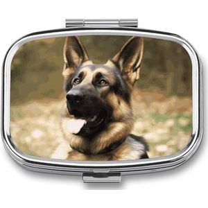 Dierlijke Duitse herder pillendoos pillendoosje schattige pillenorganisator pilhouder medicijnpillenorganisator pillencontainer dagelijkse pillenorganisator kleine pillendoos pillendoosje voor