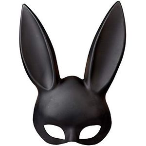 JYCRA Bunny Masker, zwart maskerade masker konijn oogmasker met oren konijnenmasker voor Halloween, feestkostuum cosplay verkleedrekwisieten bal Pasen carnaval