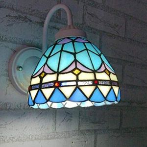 Wandlamp, Retro Gekleurde Glazen Schaduw Wandlamp, Tiffany Stijl Spiegel Kandelaar, Eenvoudige Barokke Stijl Decoratieve Wandlamp