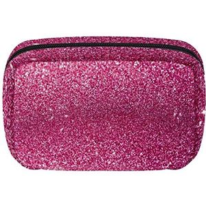 Cosmetische Zakken Voor Vrouwen Kleine Make-up Tas Reizen Toiletry Pouch Organizer Rits Roze Roze Glitter Effect, Meerkleurig, 17.5x7x10.5cm/6.9x4.1x2.8in