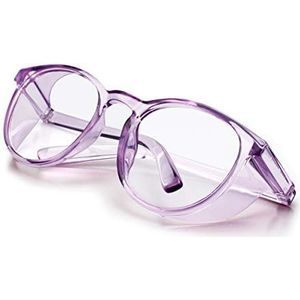 LeonDesign Veiligheidsbril anti-condens, tactische glazen met zijbeschermers, heldere veiligheidsglazen met anti-kras UV400-bescherming brillenglazen aan de binnenkant oogbril (paars)