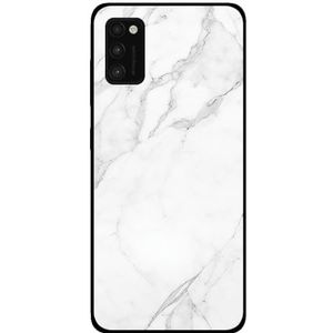 hoesje geschikt voor Smartphonica Telefoonhoesje voor Samsung Galaxy A41 met marmer opdruk - TPU backcover case marble design - Wit/Back Cover