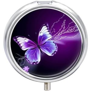 Pillendoosje Reizen Pil Organizer Mooie Paarse Vlinder Gedrukt Leuke Pillendoos Handige Pillendoos Geschikt om in Zakken en Zakken Te Worden Geplaatst