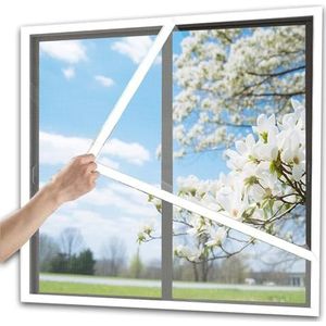 Doe-het-zelf raamscherm - vliegengaas met hoge dichtheid insectengaas - stopt muggen, vliegen, spinnen - eenvoudig te installeren wit, 160x185cm