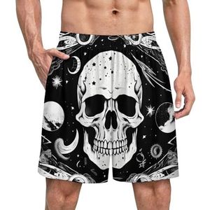Gothic Skull And Moon grappige pyjama shorts voor mannen pyjamabroek heren nachtkleding met zakken zacht