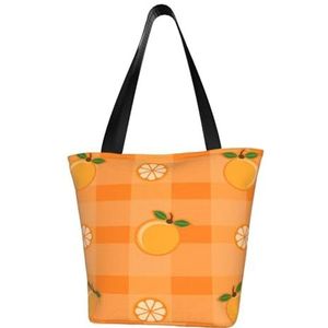 BeNtli Schoudertas, canvas draagtas grote tas vrouwen casual handtas herbruikbare boodschappentassen, oranje en oranje bladeren, zoals afgebeeld, Eén maat