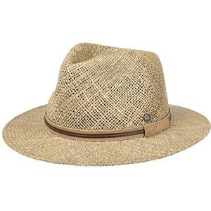 Lierys Parsell Traveller Strohoed Dames/Heren - Made in Italy strand hoed zonnehoed met leren band voor Lente/Zomer - 55 cm naturel