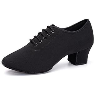 AOQUNFS Vrouwen Latin Ballroom Dansschoenen Veterschoenen Moderne Salsa Praktijk Dansschoenen,Model LHD-NJB,Black-5-LDDMD,40EU