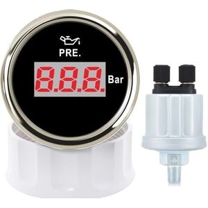 Digitale 0-5 bar, 0-10 oliemeter met sensor 1/8 NPT rode achtergrondverlichting 52 mm oliedrukmeter indicator auto boot(BS 0-5Bar)