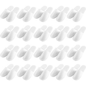 20 paar witte badstofslippers, hotelpantoffels, spa-pantoffels voor gasten, universele maat 28 x 11 cm, draagbare badslippers voor reizen, salon en huis