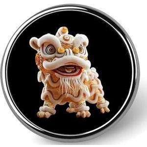 Chinese Leeuw Dans Pin Badge Ronde Identiteit Pins Broches Knop Badges Voor Hoeden Jassen Decor