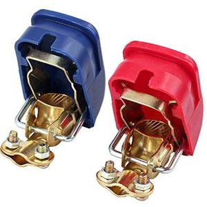 Bohaner Autoaccu, snelsluiting, accuklem, 12 V, accupoolklemmen, accuklemmen, accupoolklemmen, set voor auto, motorfiets, vrachtwagen, boot, rood blauw (1 paar)