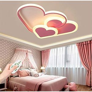 Kinderkamer plafondlamp LED plafondlamp hartvormig babyslaapkamer modern creatief huisdecoratie meisjes jongens afstandsbediening dimbaar prinses kamer hanglamp woonkamer plafondlicht, 52 cm (37 W)