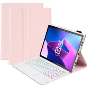 Toetsenbordhoes Voor Lenovo Tab M10 (3E Generatie) 10.1"" 2022 (TB-328F), Afneembaar Draadloos Bluetooth-Toetsenbord Met Achtergrondverlichting En Touchpad,Roze