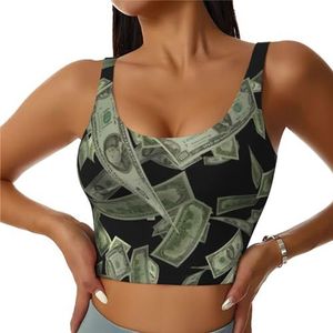 Dollar Teken Geld Print Casual Wear Vrouwen Sport Vest Yoga Vest Workout Vest Voor Vrouwen Lichtgewicht Trendy, Zwart, S