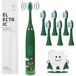 Vicloon Elektrische tandenborstel voor kinderen, oplaadbare elektrische tandenborstel voor kinderen met 6 vervangbare borstelkoppen, timer 4 modi, 18000 slagen, IPX7 waterdicht, zachte haren, zacht