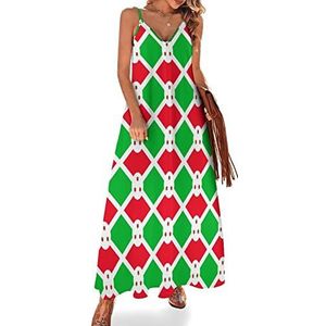 Burundi vlag dames zomer maxi-jurk V-hals mouwloze spaghettibandjes lange jurk