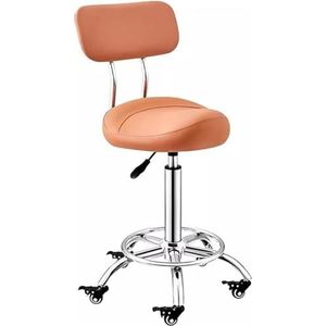 FXLUHAY Draaistoel zadelkruk keuken zadelstoel met voetsteun rugsteun, ergonomische bureaustoel zadel salonstoel voor klinische tandartspraktijk (kameel)