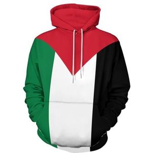 PELNYC Palestina Vlag Cool Patriottic Hoodies Sweatshirt Trekkoord Pullover met Zakken Bovenkleding Voetbal Fans Hood, Meerkleurig, L