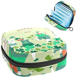 Periode Pouch Draagbare Tampon Opbergtas,Tampon Houder voor Portemonnee Vrouwelijke Product Organizer,Happy St Patricks Day Mensen Dansen, Meerkleurig, 4.7x6.6x6.6 in/12x17x17 cm