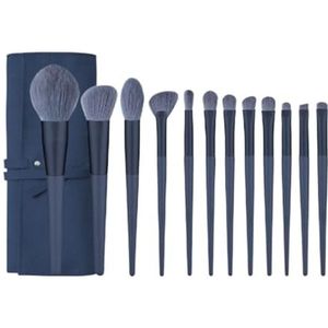 Kwastenset Professionele Make-upkwastenset Zachte Kwasten Houten Handvat 10 Stuks Gezichts- En Oogmake-upkwasten Make-Up Borstel Set(Blue-Brush Pack)