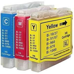 1 GB Inks set met 3 C/M/Y inktpatronen, vervangt Brother LC970 & LC1000, compatibel/niet OEM, voor Brother DCP, MFC en Fax-printers (3 kleuren)