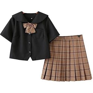 Dames Meisjes Hoge Taille Plooirok Set Japanse School JK Uniform Pak met Kalf Sokken