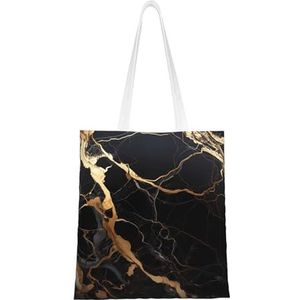 EVANEM Canvas Tote Bag Voor Vrouw Afrikaanse Vrouw Schouder Handtassen Herbruikbare Boodschappentassen Purse Boodschappentas, Zwart Goud Marmer, Eén maat