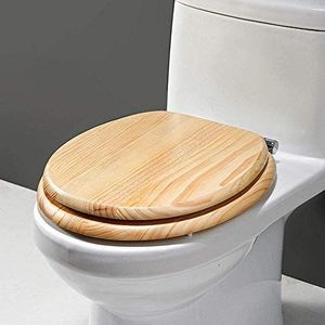Toiletzitting Toiletbril Moso Bamboe Houten Toiletbril Topbevestiging Toiletbril Geen gereedschap nodig Verstelbare roestvrijstalen scharnieren U/V/O-vormig toiletdeksel - Bamboe Moso (massief hout) (