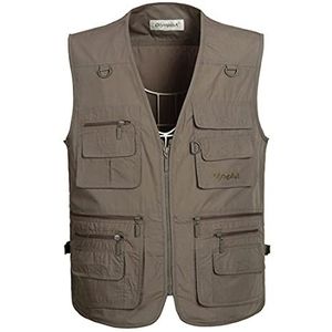 Mens Outdoor Casual Vest, Hwalleum mannen Zomer Lichtgewicht Multi-pockets Vest Mannen Ademend Sneldrogende Multifunctionele Plus Size Outdoor Gilets voor Werk Reizen Vissen Jacht Fotografie Camping - groen - L