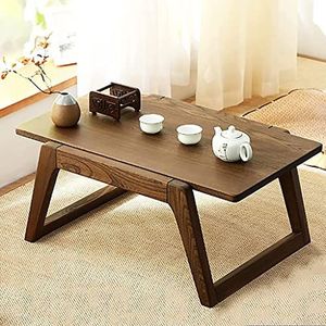 Natuurlijk hout Japanse theetafel salontafel, rechthoekige meditatietafel, rustieke Chabudai lage tafel om op de vloer te zitten, zware vloer bureau middentafel for woonkamer (Size : 80x50x30cm)