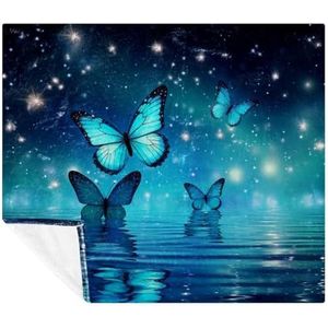 Zachte deken, bankdeken, fantasierijke stijl rivier en vlinders, 59 x 78 inch