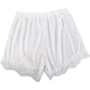 Ijszijde broeken, katoenen broeken, naadloze damesbroeken, kant for veiligheidsbroeken, zomer dames for veiligheidsbroeken (Color : White-XL)