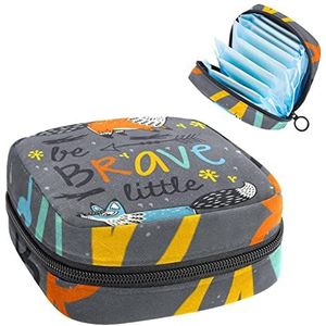 Periode Pouch, draagbare tampon opbergtas voor maandverband, wees dappere vossen, Meerkleurig, 4.7x6.6x6.6 in/12x17x17 cm