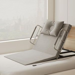 Elektrische rugleuning voor een bedlift, draagvermogen van 150 kg, verstelbare rugleuning voor een bedlift met leuning en kussen, helpt senioren gemakkelijk op te staan(Gray,70cm-A)